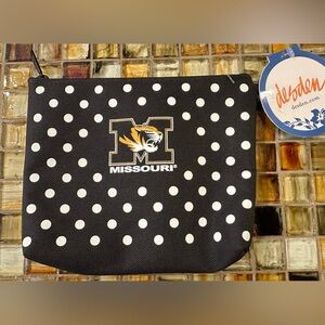 NWT Desden Missouri Tigers Polka Dot Zippered Pouch/Makeup Bag~$30